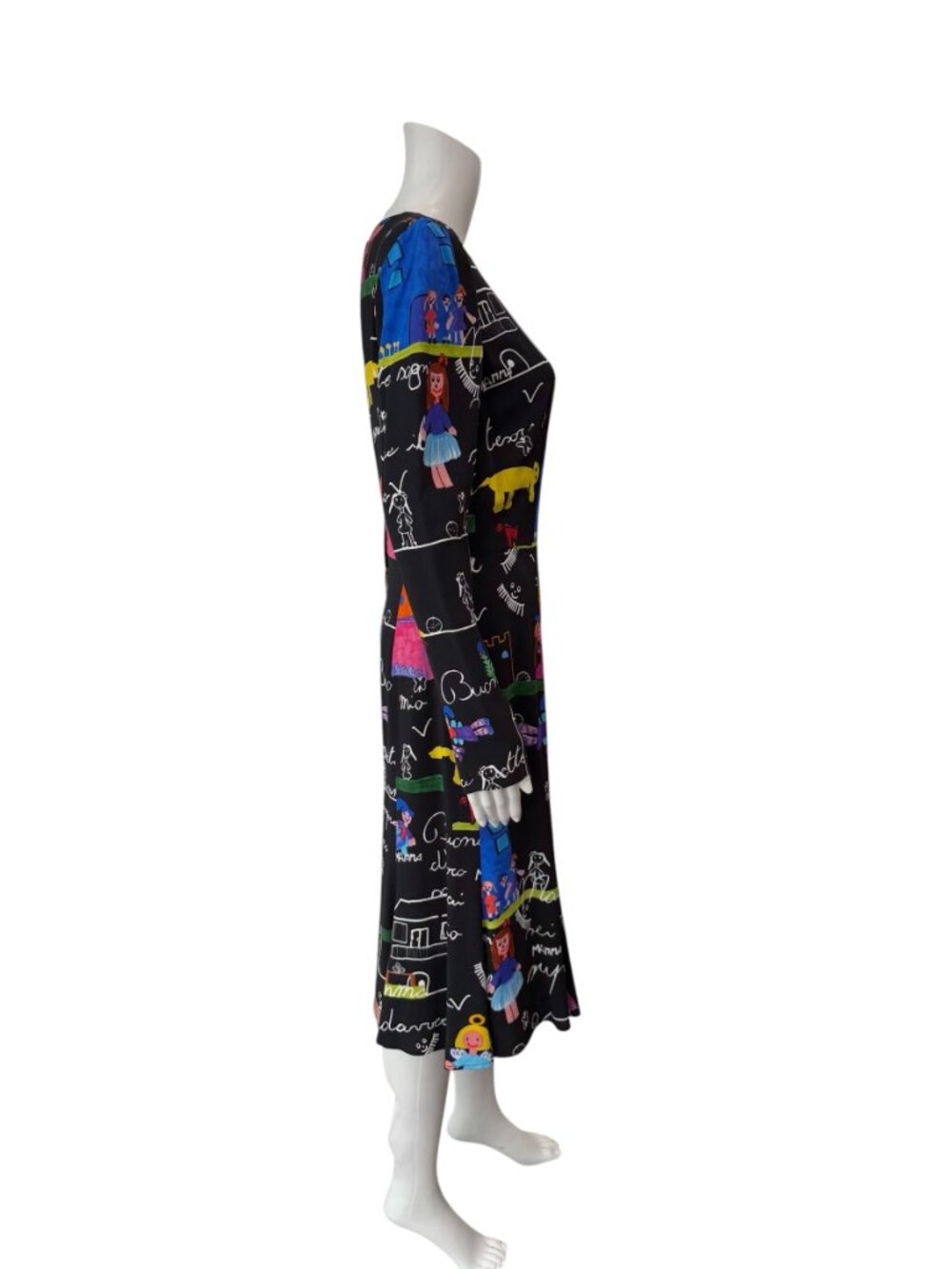 $3995 Dolce & Gabbana 2015 FW RARE Black Multi Viva La Mamma Midi Dress 44/8/M - Picture 4 of 10
